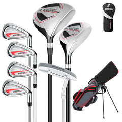 XDriveMax 8 Pieces Complete Mens Golf Club Set Right/Left Hand for Men Women Includes Stand Bag with Rain Hood 3# Fairway Wood with Head Covers 5# Hybrid 5# 7# 9# S# Irons and Putter