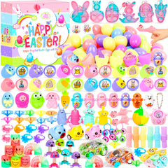 100 Pcs Prefilled Pastel Color Easter Eggs with Toy and Stickers 2 3/8” Easter Eggs Toys Pack for Easter Party Favors Easter Egg Hunt Easter Basket Stuffers Classroom Events for Kids Boys Girls