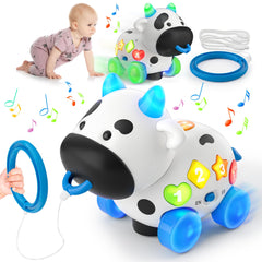 Baby Toys 6-12-18 Months Musical Cow Toy 1 Year Old Boy Girl Birthday Gifts Bilingual Educational Learning Toddler Toys for 1 Year Old 6 7 8 9 10 12 Months Old Crawl Walk Baby Toy