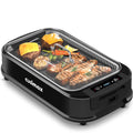 Smokeless Grill Indoor CUSIMAX Electric Grill 1500W Grill Portable Korean BBQ Grill with LED Smart Display & Tempered Glass Lid Non-stick Removable Grill Plate Dishwasher Safe Black