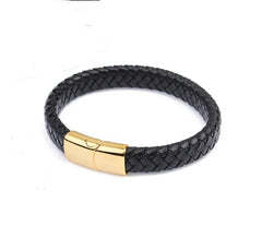 Stainless Steel Magnetic Leather Braided Bracelet for Men