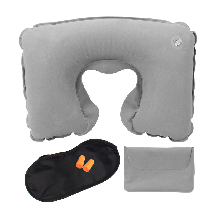 Portable U-Shaped Inflatable Travel Neck Pillow