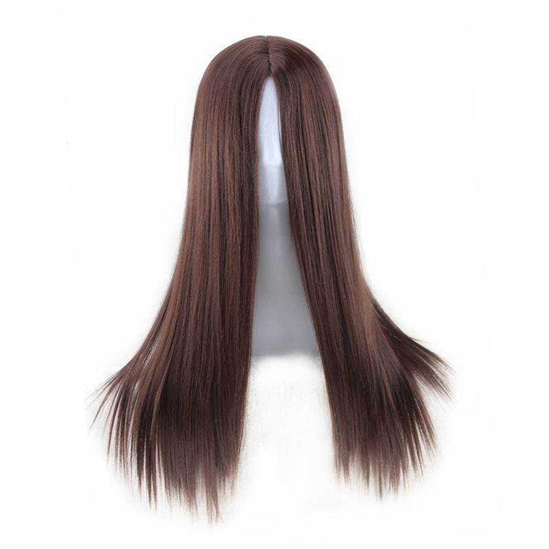 New Black Middle-Part Long Straight Women's Wig