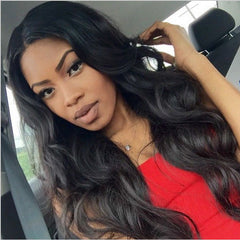 Fashionable Black Long Wavy Wig for Women (Middle Part)