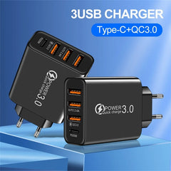4-Port USB Wall Charger PD QC Fast Power Adapter