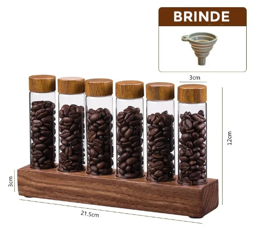Grain Storage Tubes with Walnut Wood Display Rack (Set)
