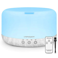 URPOWER 1000ml Essential Oil Diffuser Remote Control Humidifiers Aroma Diffuser Ultrasonic Diffusers for Essential Oils Running 20 Hours with Adjustable Mist Mode/4 Timer Settings for Large Room