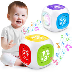 Bilingual Learning Activity Cube Toys for 1 Year Old Boy Girl 12-18 Month Early Developmental Baby Musical Toys with Music & Light Toddler Toys Age 1-2 Christmas Birthday Gifts for 1+ Year Old