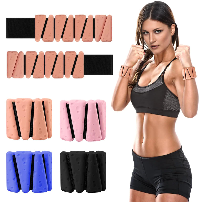 Sdoap Wrist Weights Set of 2 Adjustable Wrist Ankle Weights for Women and Men Silicone Weighted Bangles for Walking Yoga Pilates Running Dance Gym 2lb(Brown)