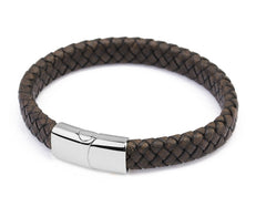 Stainless Steel Magnetic Leather Braided Bracelet for Men