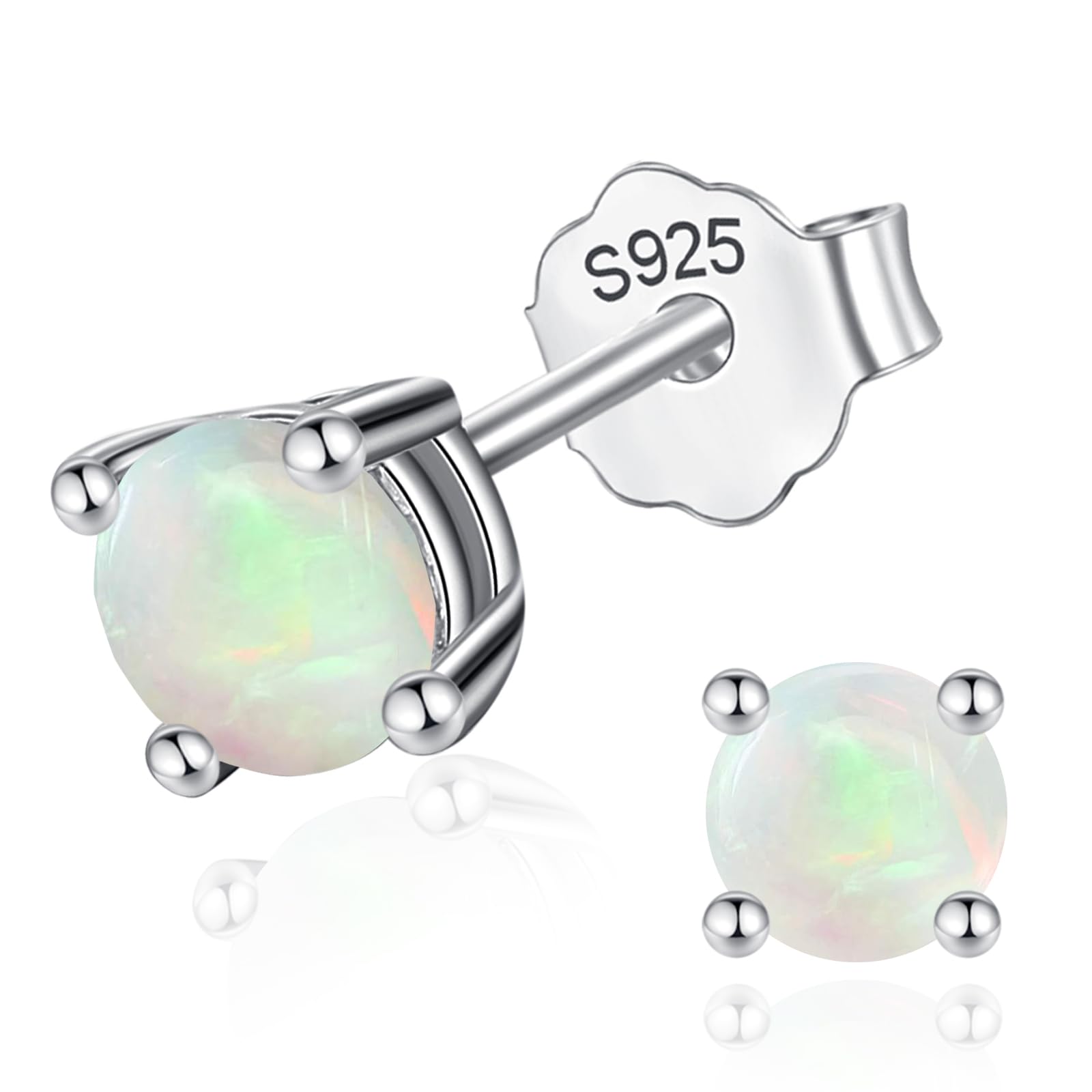 Women Silver Stud Earrings for Women Solid 14K White Gold Plated Sterling Silver Earrings For Women Birthstone Earrings CZ Earrings Anniversary Birthday Gifts for Women Wife Christmas-2CT-10