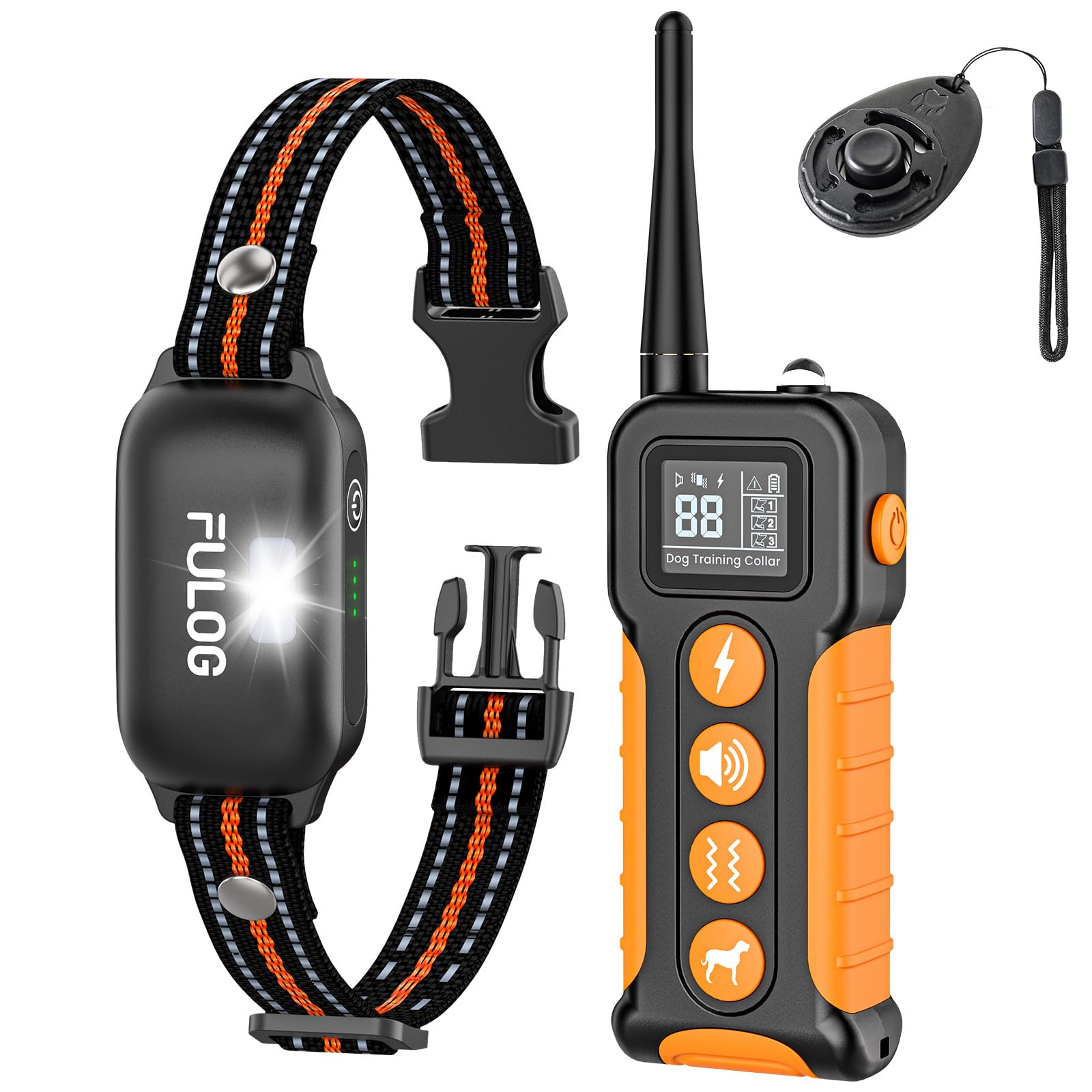Dog Shock Collar with Remote and Led 3300FT Dog Training Collar for 8-130Lbs Small Medium Large Dogs IPX7 Waterproof Electric Collar with Beep Vibration & Safe Shock E-Collar for Dogs Training