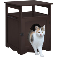 Yaheetech Cat Litter Box Enclosure Hidden Litter Box Furniture with Open Shelf Indoor Cat Washroom Storage Cabinet Pet Crate Side End Table Wooden Pet House Espresso