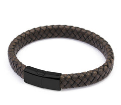Stainless Steel Magnetic Leather Braided Bracelet for Men