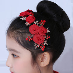 Children's Red Headband Hair Accessory for Weddings