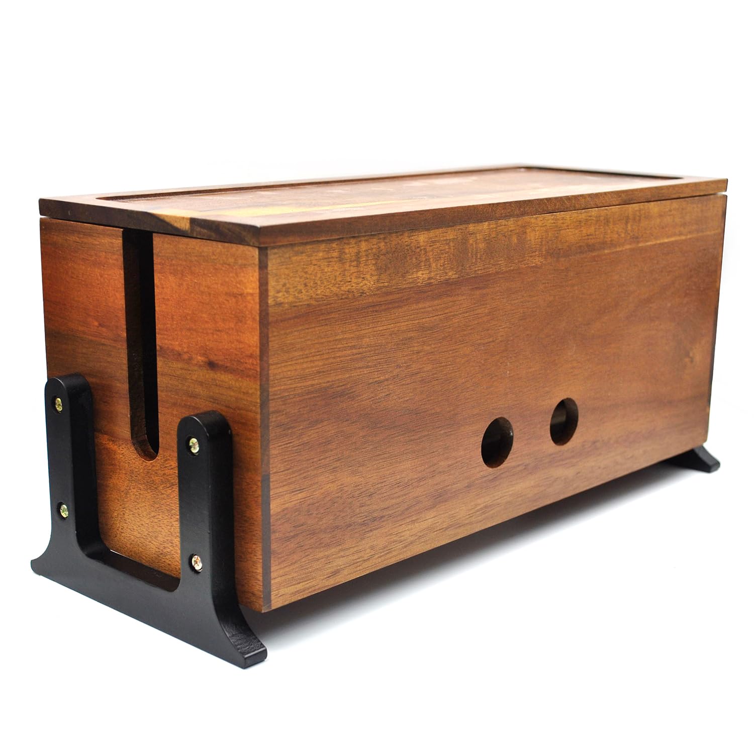 Itvexeme 14 inch Large Cable Management Box Cable Box Organizer Cord Box Hider - Power Strip Box Hider Cable Storage Box for Office TV Wires Desk Cord Organizer Vintage Walnut wood