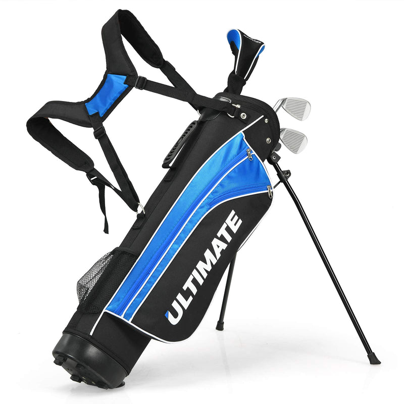 OFFICEJOY Kids Golf Clubs Golf Stand Bag with 3# Fairway Wood 7# & 9# Irons Putter Head Cover & Rain Hood Youth Golf Clubs for Boys & Girls Junior Golf Clubs for Ages 8-10 Right Hand Blue