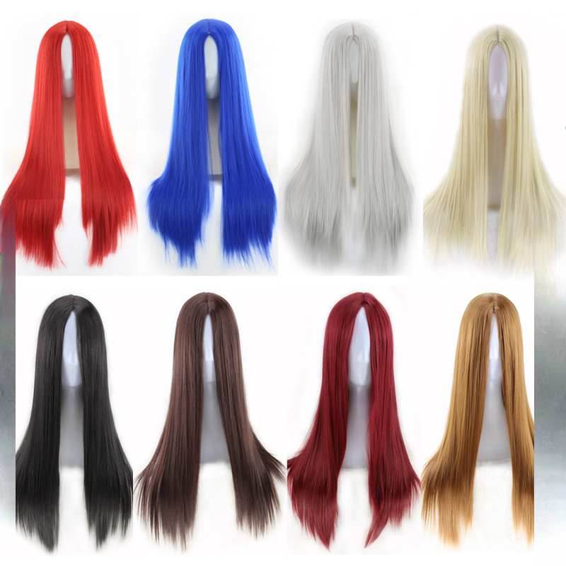 New Black Middle-Part Long Straight Women's Wig
