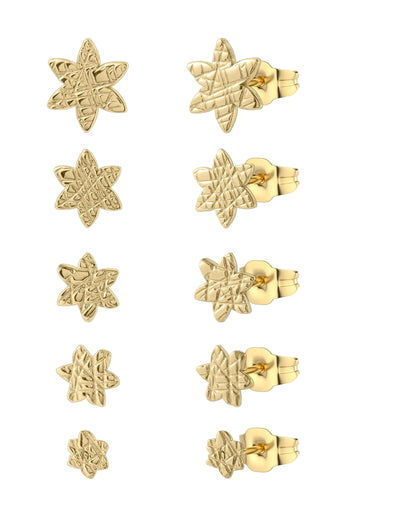 5 Pairs Ladies Earrings 316L Hypoallergenic Gold Plated Stud Earrings Stainless Steel Six Leaf Flower Earrings Valentines Day Christmas Day Mothers Day…