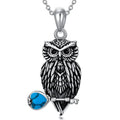 ROMANTICWORK Owl Necklace Sterling Silver Turquoise Owl Pendant Jewellery Mothers Day Birthday Gifts for Women Men
