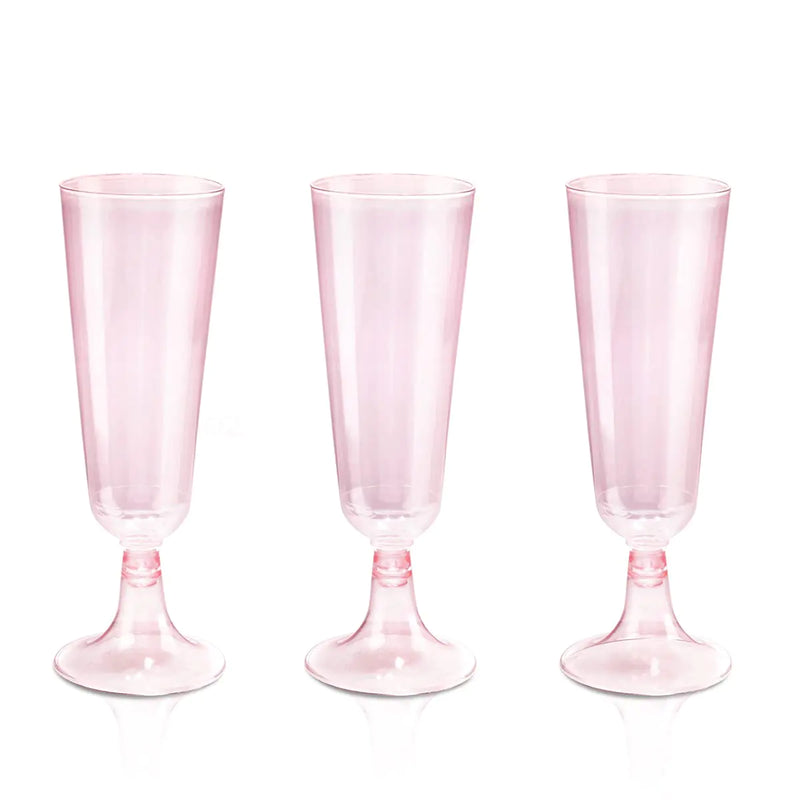 bUCLA 60 Pack 5OZ Pink Plastic Champagne Flutes Disposable for Mothers Day Weddings and Parties