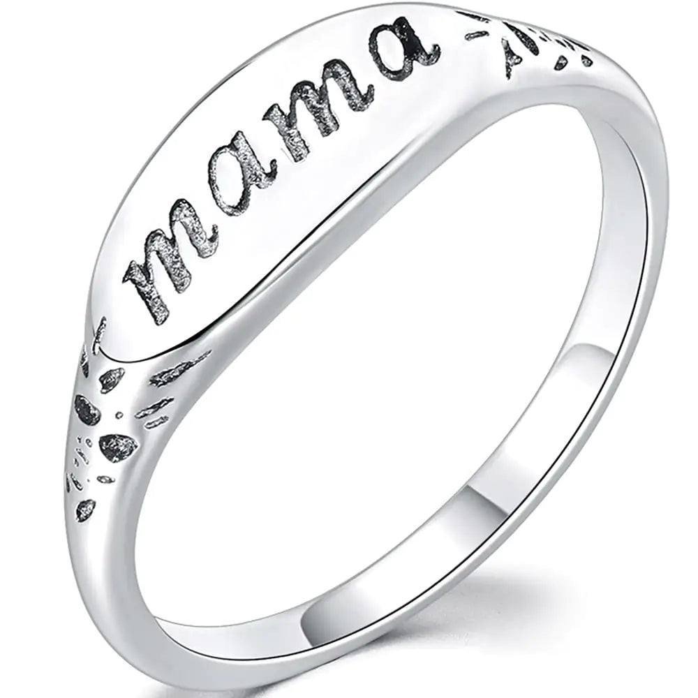 Jude Jewelers Stainless Steel Mama Mom Mothers Day Birthday Christmas Wedding Holiday Ring (Silver 7)