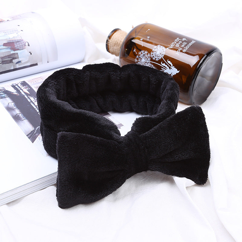 Coral Fleece Bow Makeup Headband for Washing