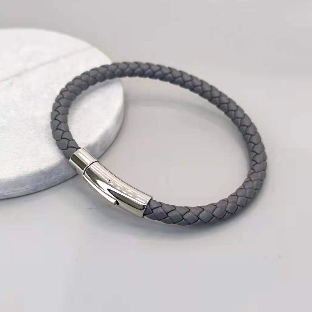 Titanium Steel Braided Leather Bracelets