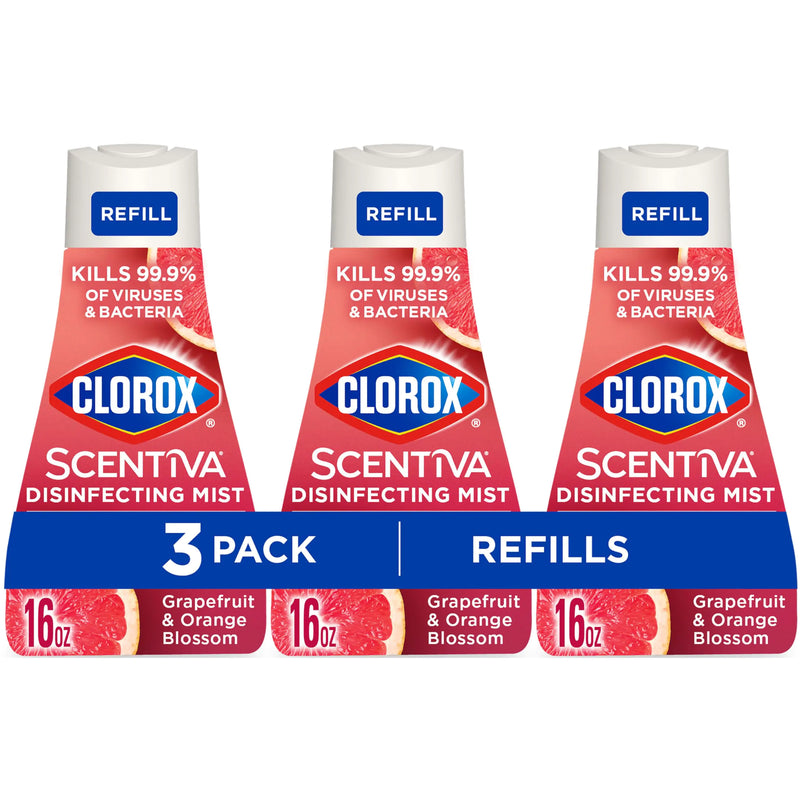 Clorox Scentiva Disinfecting Mist Grapefruit and Orange Blossom Refill 16 Fl Oz Each Pack of 3