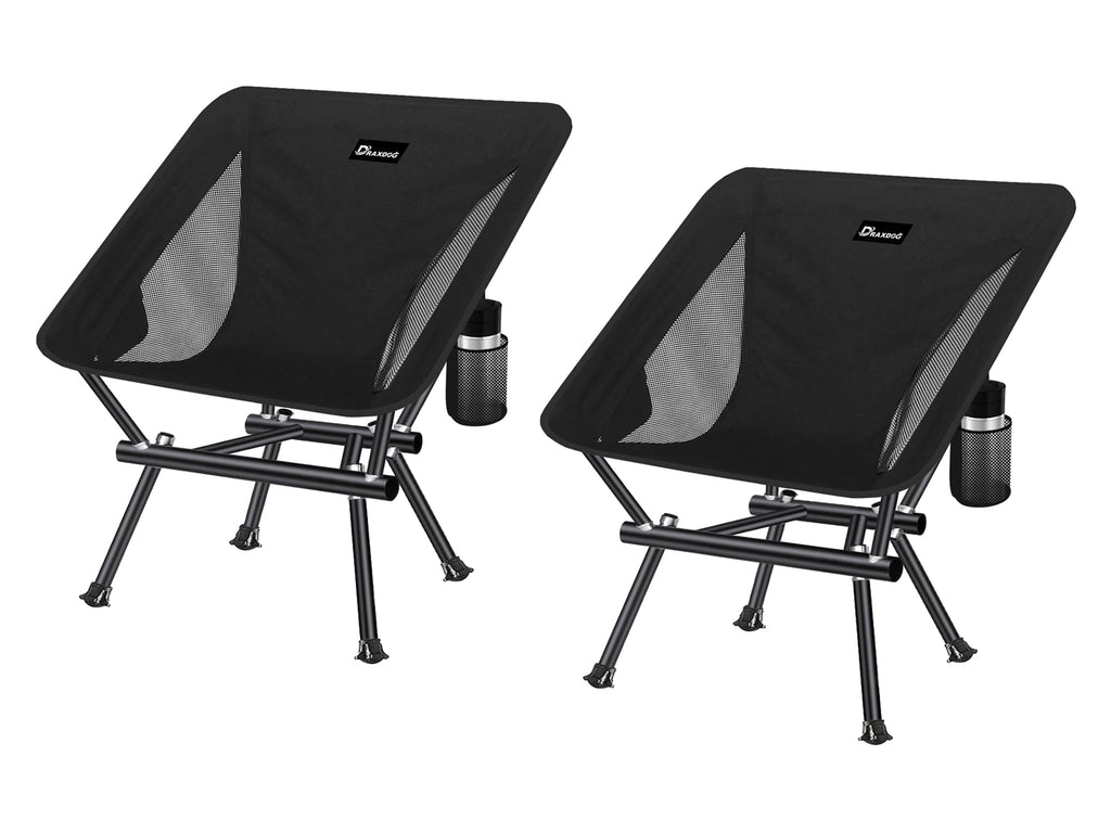 DRAXDOG Camping Chair Patented for Invention Backpack Compact Portable Folding Chair Outdoor Camp Lawn Beach Chair with Side Pocket Lightweight Hiking Chair Support 330LBS 003 (Ink 2 Pack)
