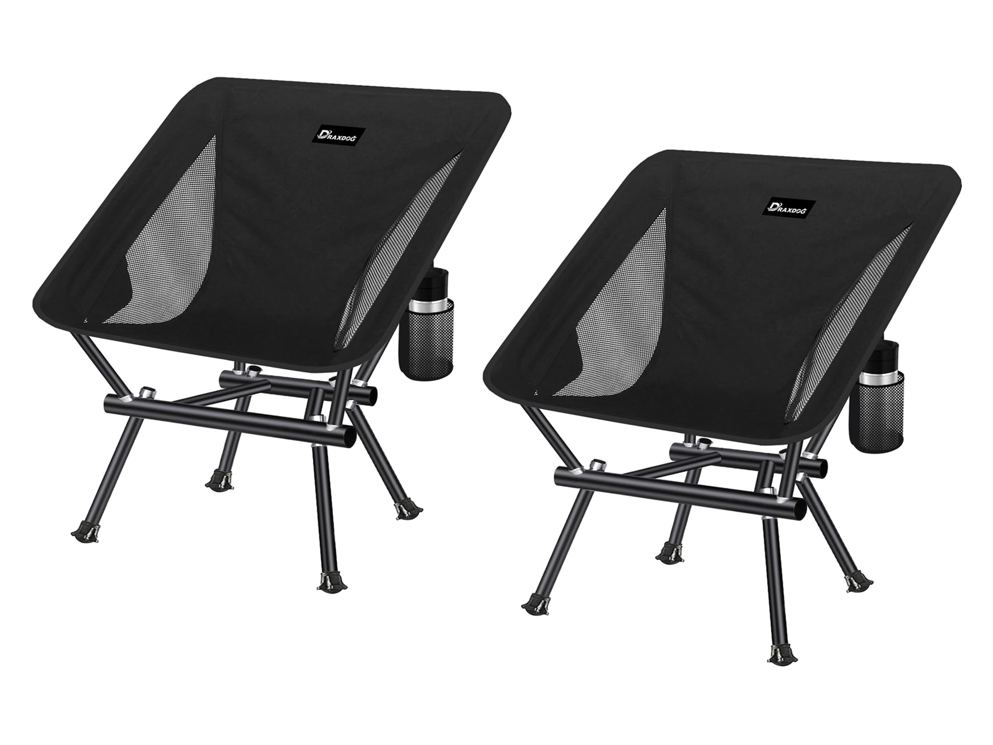 DRAXDOG Camping Chair Patented for Invention Backpack Compact Portable Folding Chair Outdoor Camp Lawn Beach Chair with Side Pocket Lightweight Hiking Chair Support 330LBS 003 (Ink 2 Pack)