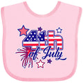 inktastic 4th Of July Fireworks Stars and American Flag Baby Bib Pink 29cc6