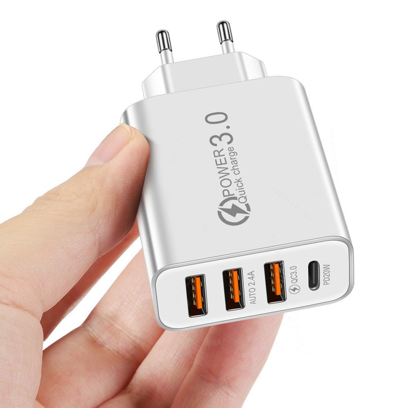 4-Port USB Wall Charger PD QC Fast Power Adapter