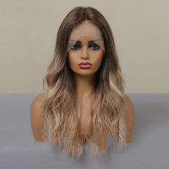 Women's Long Curly Wig with Front Lace Middle Part