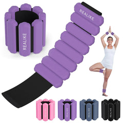 REALIKE Wrist Weights Ankle Weights for Women Wearable Arm & Leg Weights Set of 2 (1LB Each) Adjustable Silicone Workout Ankle Weights for Walking Yoga Pilates Aerobics Gym