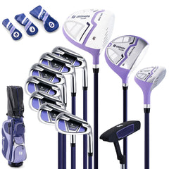 GYMAX Women Golf Clubs 16PCS Right Handed Golf Set Includes Graphite 460CC Driver(1) Fairway (3) Hybrid (5) & Irons Size 5-SW Putter & Stand Bag with Rain Hood Complete Golf for Ladies (Purple)