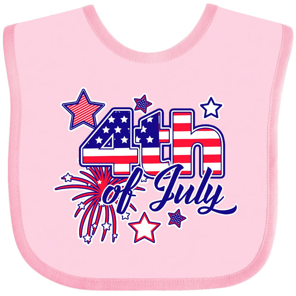 inktastic 4th Of July Fireworks Stars and American Flag Baby Bib Pink 29cc6
