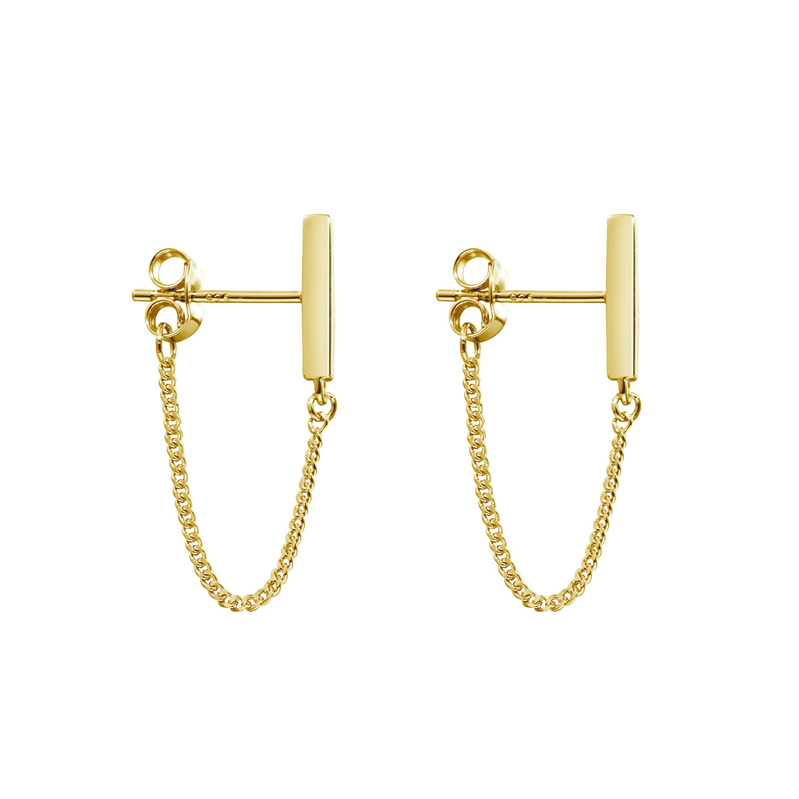 Chain Earrings for Women Gold Dangle Earrings For Women Gold Plated Earrings for Women Sterling Silver Gold Stud Earrings for Women (14K Gold)