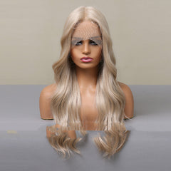 Women's Long Curly Wig with Front Lace Middle Part