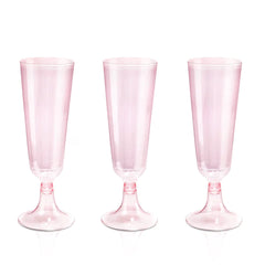 bUCLA 60 Pack 5OZ Pink Plastic Champagne Flutes Disposable for Mothers Day Weddings and Parties