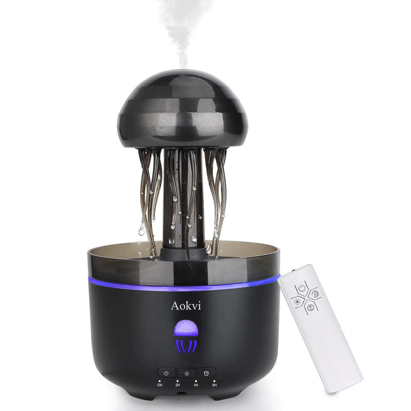 Jellyfish Essential Oil Diffuser 300ml Ultrasonic Aromatherapy Diffuser 4 Timer Settings 7 Color Changing LED Jellyfish Cool Mist Humidifier for Office and Home Great Gift for Holidays（Black）