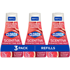 Clorox Scentiva Disinfecting Mist Grapefruit and Orange Blossom Refill 16 Fl Oz Each Pack of 3
