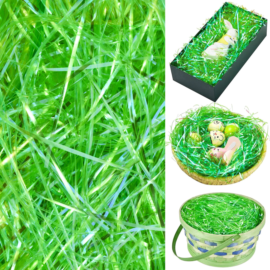 JOYIN 12 oz Easter Grass Green Plastic Craft Shred for Easter Basket Filling DIY Easter Gift Packaging Easter Party Favors Decoration Easter Egg Hunt