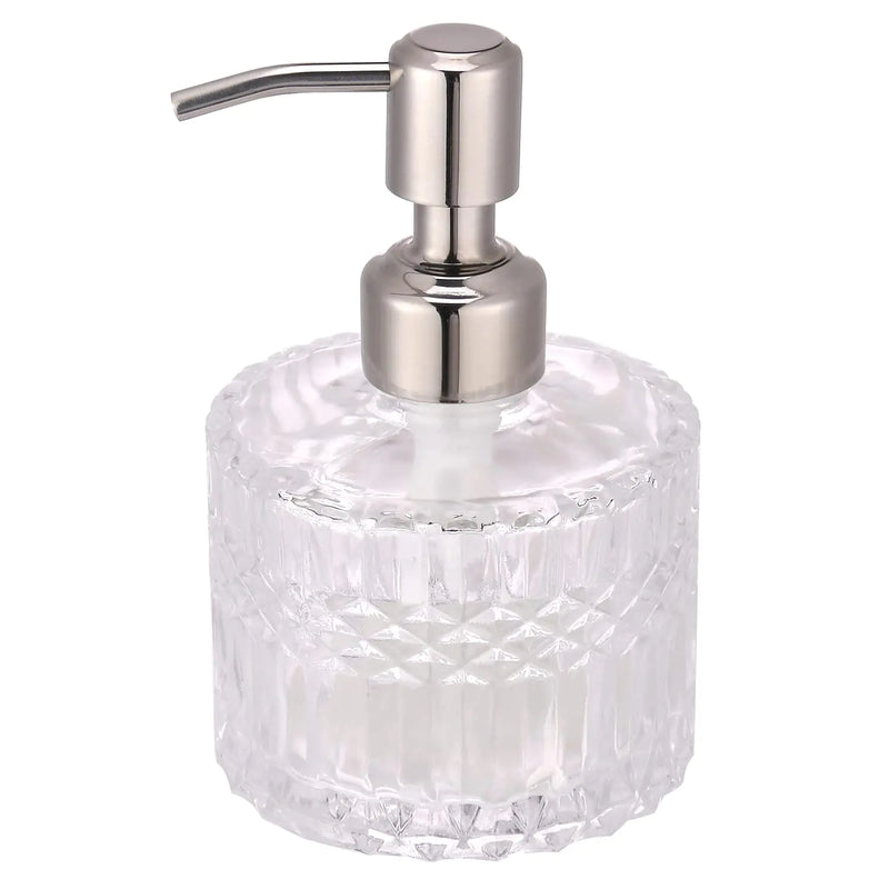 YunNasi Soap Dispenser with Stainless Steel Pump Clear Crystal Design Vintage and Elegant Refillable Liquid Hand Soap Dish Soap Dispensers for Bathroom Counter Kitchen Sink (Style 5)