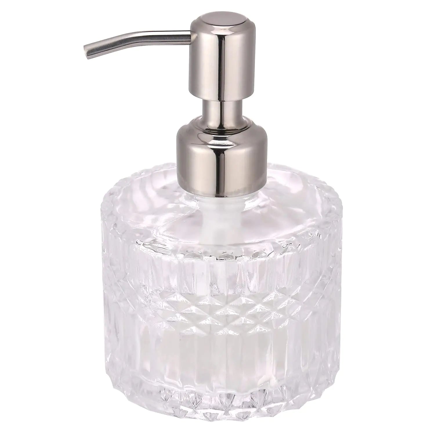 YunNasi Soap Dispenser with Stainless Steel Pump Clear Crystal Design Vintage and Elegant Refillable Liquid Hand Soap Dish Soap Dispensers for Bathroom Counter Kitchen Sink (Style 5)